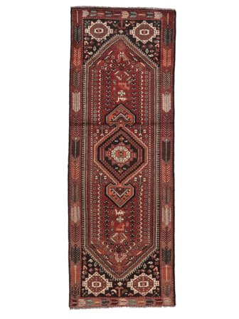 Shiraz Matta 110X306 Hallmatta Mörkröd/Svart Ull, Persien