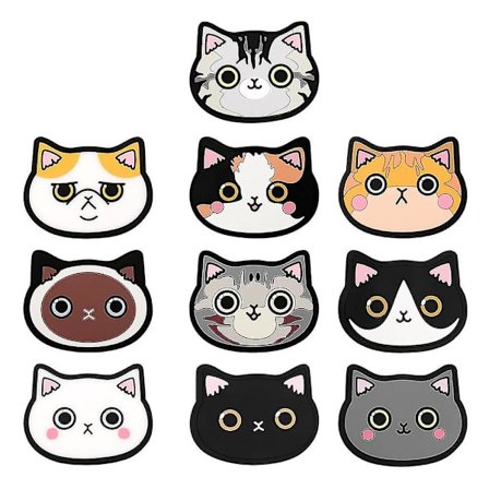 10 st/set katt silikonmatta kopp bar hem tecknad djur underlägg, för varm dryck kaffe mjölk te mugg C