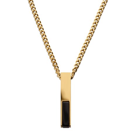 Cruz | Naszyjnik W Złotym Tonie Z Czarnym Onyksem dla mężczyzn - Stalowe naszyjniki