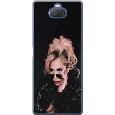 Kompatibelt Mobildeksel til Sony Xperia 10 Plus Lady Gaga portrett med solbriller og dramatisk sminke i mørk glamorøs stil