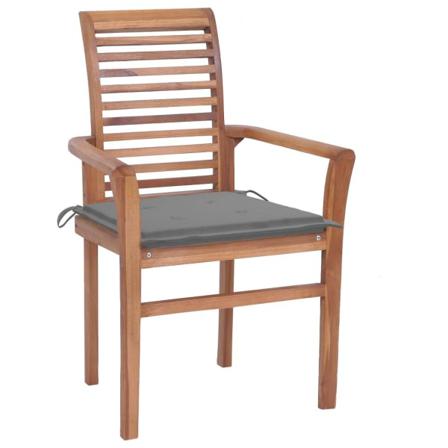 Vidaxl Matstolar 4 St Med Gråa Dynor Massiv Teak Grå