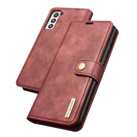 DG.MING Samsung Galaxy S21 Plus 2-in-1 lompakkokotelo - Punainen Red