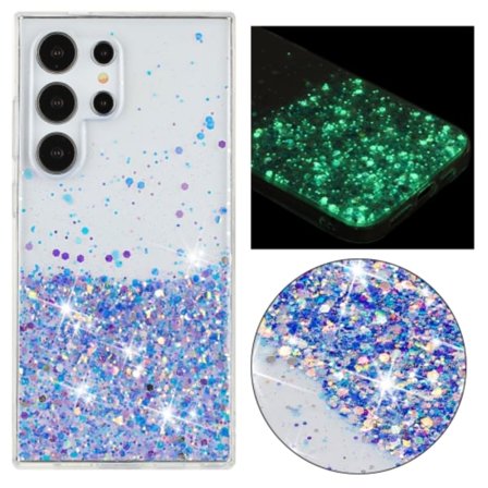 Samsung Galaxy S23 Ultra 5G Skal Transparent Ram Noctilucent Glitter Pulver TPU