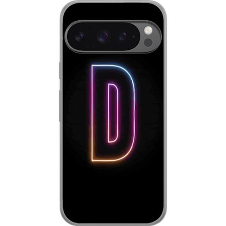 Kompatibelt Mobildeksel til Google Google Pixel 9 Pro XL Minimalistisk neonbokstav D i fargeskiftende lys mot svart bakgrunn i moderne digital design