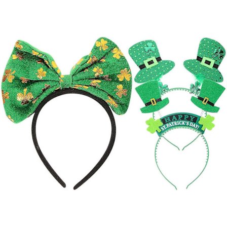 "3 stk. Trendy Hårbånd for St. Patrick's Day, Nyhet Kostyme Grønn Håraccessoar (Tilfeldig Stil)"