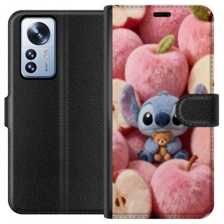 Kompatibelt Lommeboketui til Xiaomi 12 Pro Stitch blant rosa fluffy epler med teddy og søt kawaii-estetikk