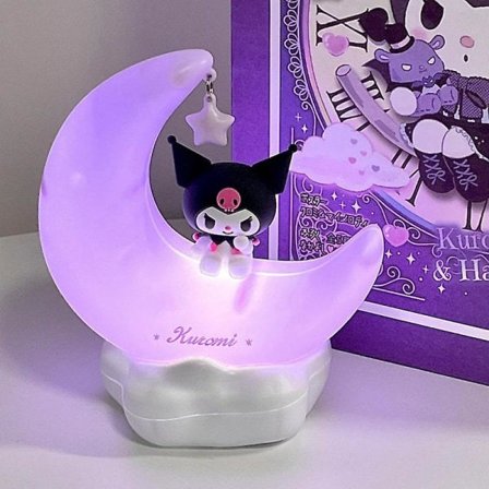 Sanrio Moon LED-lampe Anime Kuromi Cinnamonroll Kawaii Tilbehør Ornament Skjønnhet Soverom Nattlampe Sengeside Dekorasjon Kuromi med boks