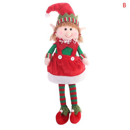 Juldekoration Röd Och Grön Tyg Plysch Ben Tomte Doll Eller