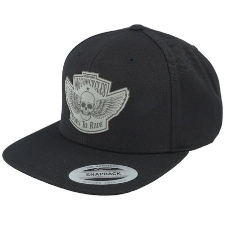 Born To Ride - Noir snapback Casquette - Custom Motorcycles Grey Patch Black Snapback @ Hatstore