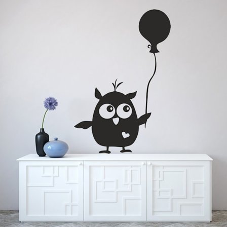 Uggla med ballong vinyl vägg klistermärke