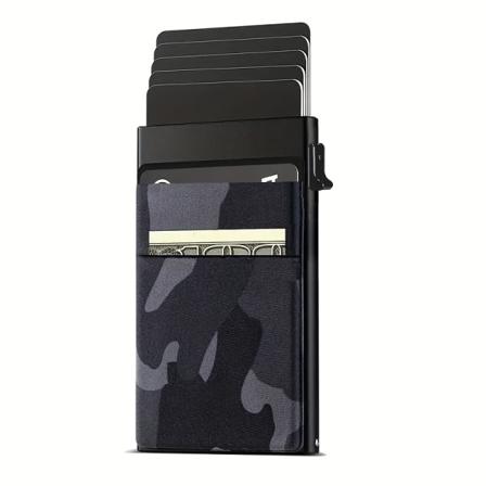 Automatisk pop-up kreditkortshållare pengapåse Minimalistisk RFID-blockerande visitkortsplånbok för män Camouflage 2