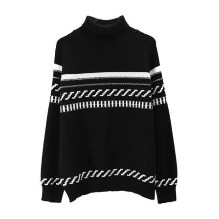 2022 Syksyn Talven Naisten Pitkähihaiset Neulepusero Käännettävä Raitainen Löysä Pusero Toppi Deco