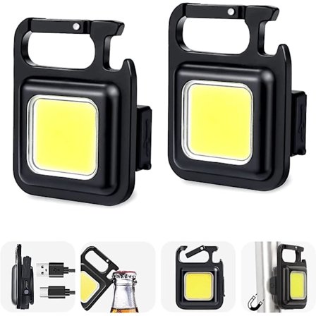 1000 Lumens Ljusstark Uppladdningsbar LED-Nyckelringsficklampa, 4 Ljuslägen Bärbar Ficklampa Med Fällbart Fäste Flasköppnare Magnet Herrgåvor För C