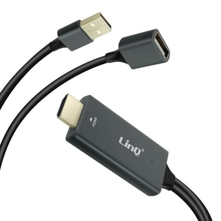 HDMI-adapter - LinQ - 1m - USB Hane och Hone - Upplösning 1920x1080 - Grå