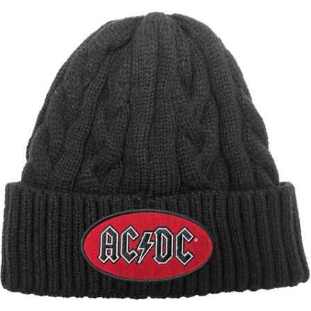 AC/DC Unisex Oval Cable Knit Logo Beanie One Size Svart