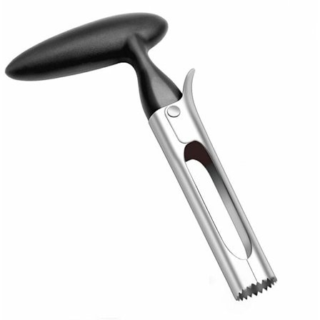 Æbleudkerner, æbleskræller med ABS-håndtag og takket rustfrit stålblade, sort