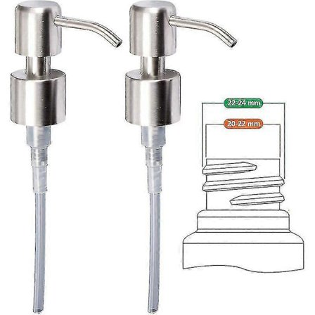 Erstatningspumpe til flydende sæbedispenser - Rustfrit stål, børstet finish rustfrit stål, 2 stk. - 24 mm