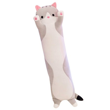 Lang Kat Pude Sovende Puder GRÅ 90CM