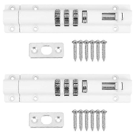 2X Horisontal Dørbolt Lås Skyvekombinasjon Kode Kan Tilbakestilles for Port Garasje Hytte