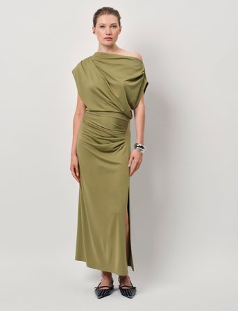 Dante6 Dante6-Jett Off-Shoulder Jersey Dress - Green - XS