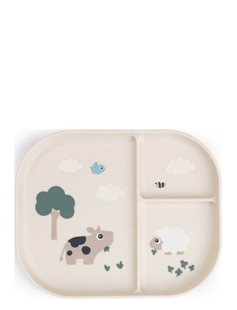 Done by Deer Foodie Compartment Plate Tiny Farm Sand - Beige - 22X 18X H 2CM