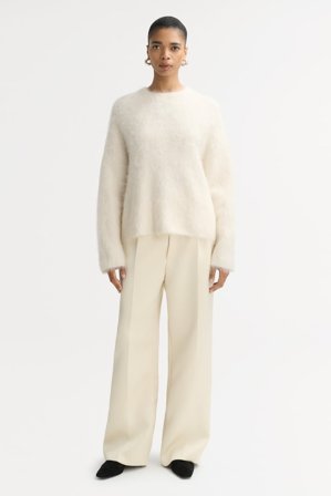 Soft Goat - Alpaca crewneck - Women cashmere sweater - M - Feather White