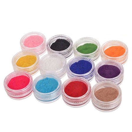 12 Colors Women Velvet Flocking Powder Nail Art Polish Fingernail Manicure Tools