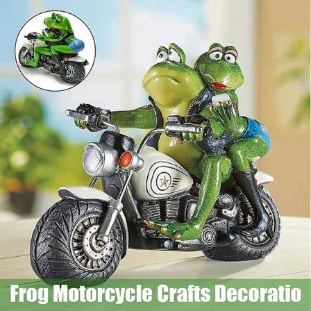 Grodpar på motorcykel Statyer Harts Skrivbordsdekoration Hem Utomhus Uteplats Trädgård Gräsmatta Veranda
