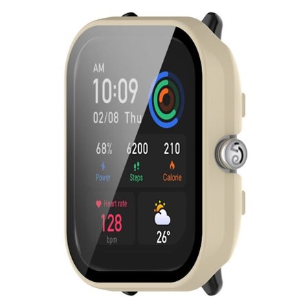 Amazfit GTS 4 Mini cover with tempered glass screen protector - Ivory White