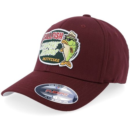 Skillfish - Rouge flexfit Casquette - Tjuvfiske Wooly Combed Maroon Flexfit @ Hatstore
