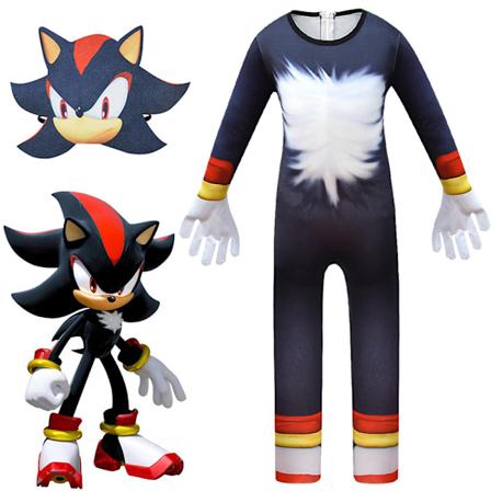 Sonic The Hedgehog Cosplay-drakt Klær for barn Gutter Jenter Overalls + Maske + Hansker 9-10 år EU 134-140 Shadow Overalls + Maske