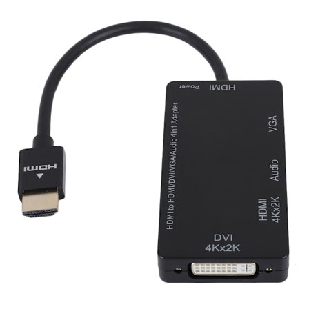 CableDeconn HDMI till DVI 4K/VGA/HDMI 4K/Audio 4-i-1 Adapter Konverterkabel för PC/Telefon