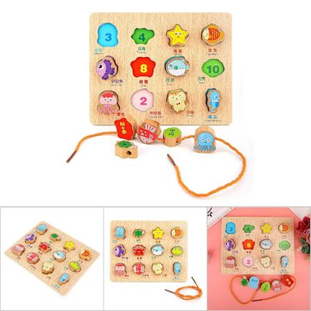 Baby Leksaker Trä Pussel Hand Grab Board Set Cartoon Nummer Barn Utbildningsleksak (Ocean)