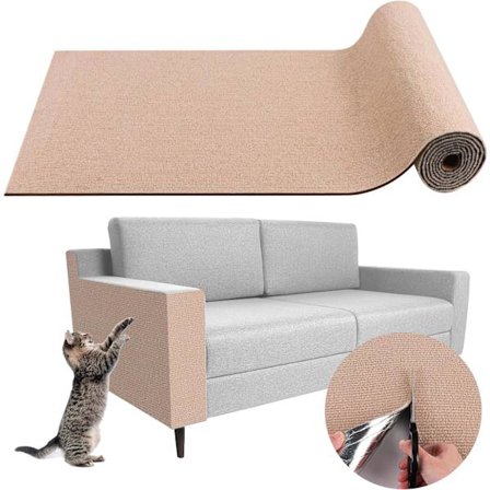 Kradsemåtte til katte - Selvklæbende DIY sofa kradsebeskyttelse (Khaki, 40×300Cm)