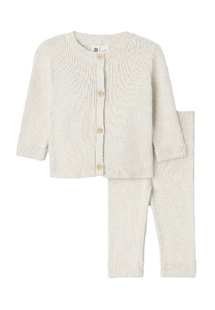 RIKIKI Ribbstickad set OAT Underdelar Beige 68