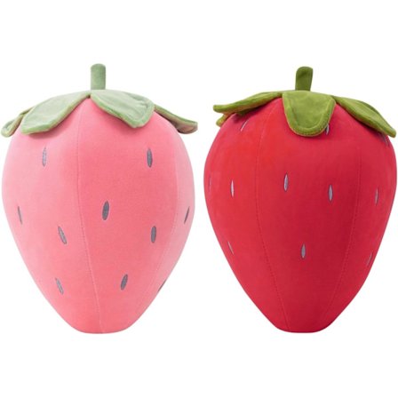 2 stk. Jordbær Plys Legetøjssæt, Søde Frugt Børnepuder Udstoppede Jordbær Plys Puder til Piger Boligindretning (BR)