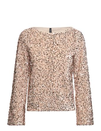 Vmbella Ls Boat Neck Top Jrs Party Tops Long-sleeved Beige Vero Moda*Betinget Tilbud