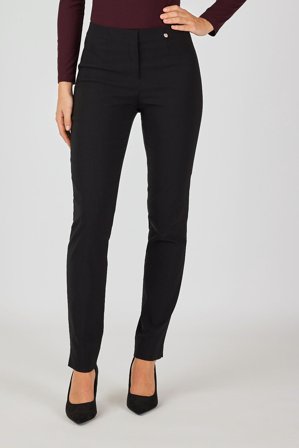 Robell - Marie Bengalin Bukser - Sort - Straight Fit / Elastik i Taljen