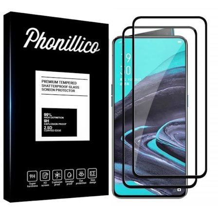 Skyddande film - Phonillico - OPPO RENO 2 - Pack om 2 - Härdat glas - Svart kant