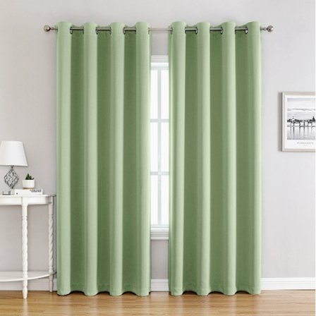 Mørkleggingsgardiner Termisk isolert enkeltpanel med ringer for soverom kontor 100x250 cm Lys grønn