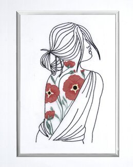 Brodeikit Billede Kvinde & Valmue - DMC