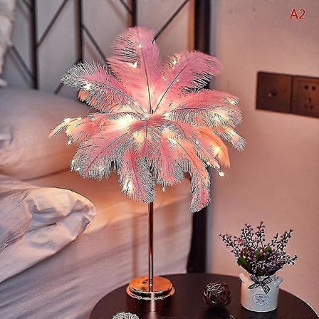 Led fjerlampe bordlampe lille natlampe soveværelse pige hjerte sengebordslampe