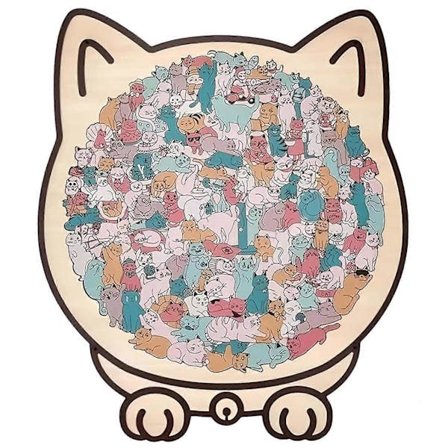 135 Brikker Uregelmæssig Morandi Farvet Katteformet Træpuslespil Unikke Dyreformede Træpuslespil til Voksne Børn Ferie Fødselsdagsgaveidé C