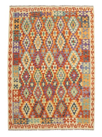 Kelim Afghan Old Stil Teppich 205X283 Braun/Orange Wolle, Afghanistan