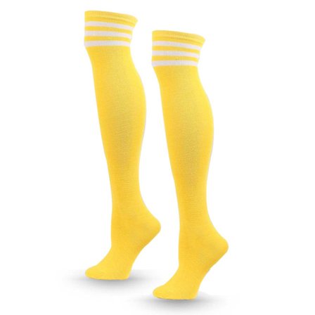 Stribet knæ sokker gule hvide striber - høje sokker