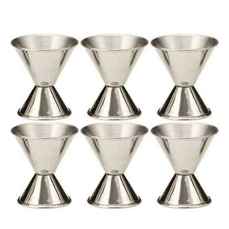 (6-pack) Dubbel 1/2 & 1 Oz Bar Jigger, Rostfria Cocktail Jiggers