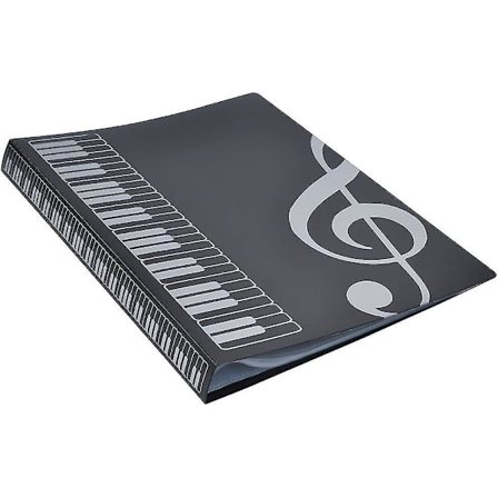 A4 Musiknotesmappe A4 Dokumentholder Opbevaringsmappe 40 Lommer (g-nøgle - blå)