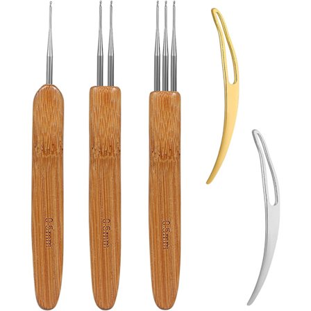 5 stycken Dreadlocks virknål för hår, inklusive 3 stycken D