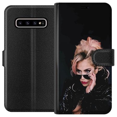 Kompatibelt Lommeboketui til Samsung Galaxy S10+ Lady Gaga portrett med solbriller og dramatisk sminke i mørk glamorøs stil