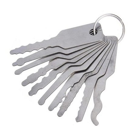 ZHOUBA 10 st Nyckel Lock Pick Set för Dubbelsidig Billåsöppnare Auto Låssmedsverktyg